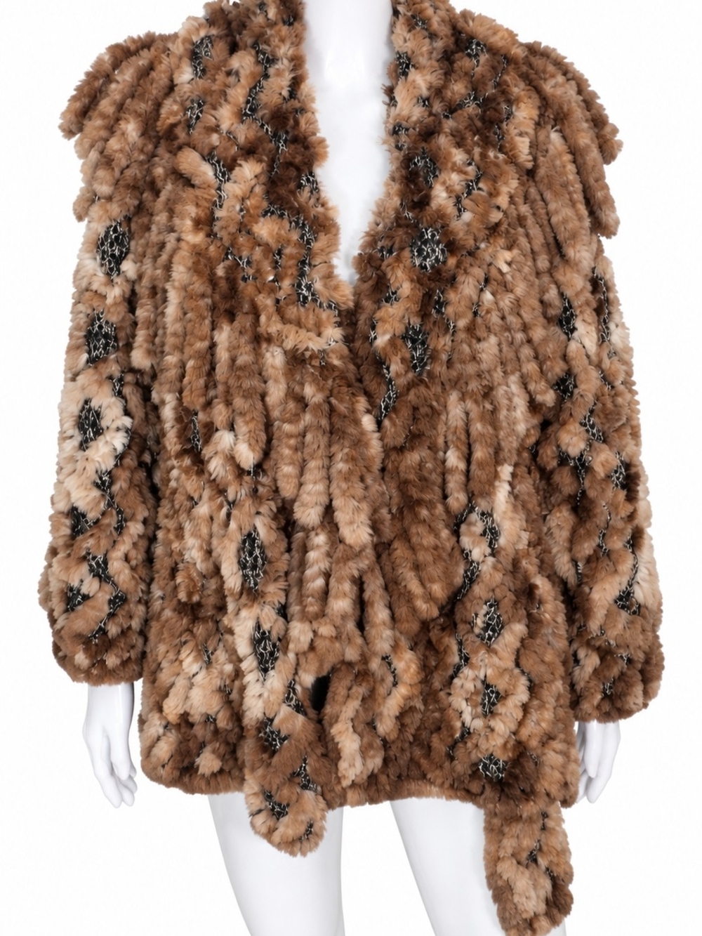 Alberto Makali Rabbit Fur Metallic Knit Sweater Jacket Size M 🔥🔥🔥